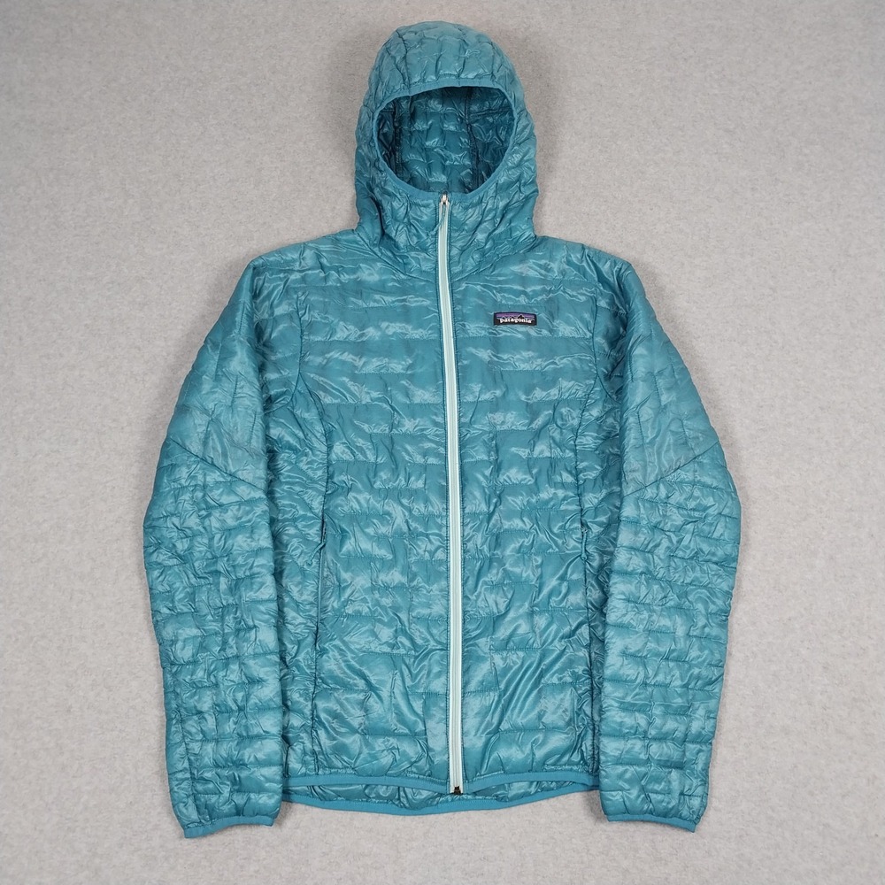 Patagonia Jacket Womens Small Mako Blue Micro Puff Hoody Quilted Packable